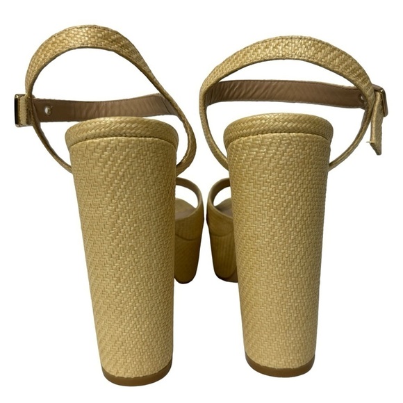 Stuart Weitzman Ryder 95 Platform Sandal Wheat Fine Rafia Size 10 New In Box - Picture 5 of 15